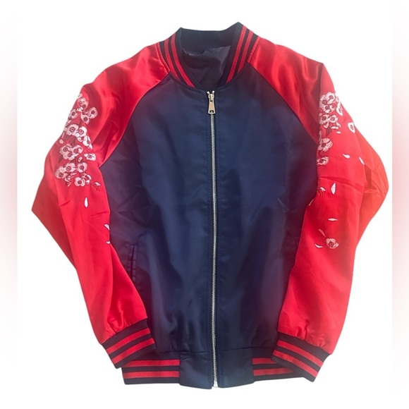 Elegant and Delicate Sika Dear embroidered bomber jacket Medium Japanese Cherry - Picture 1 of 7
